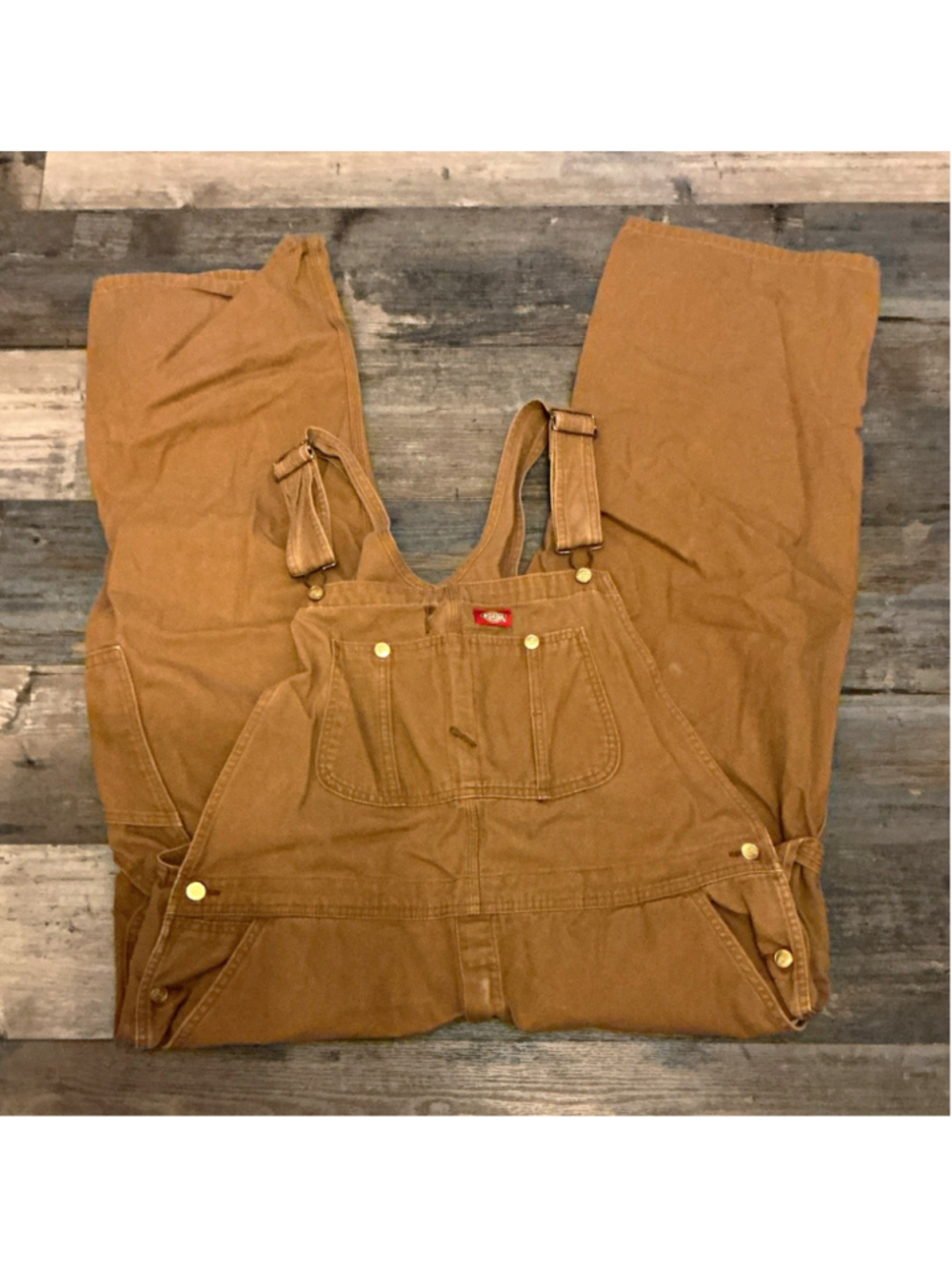 Dickies Brown Canvas Cotton Bib Work Overalls Coveralls Unisex MPN 42x30